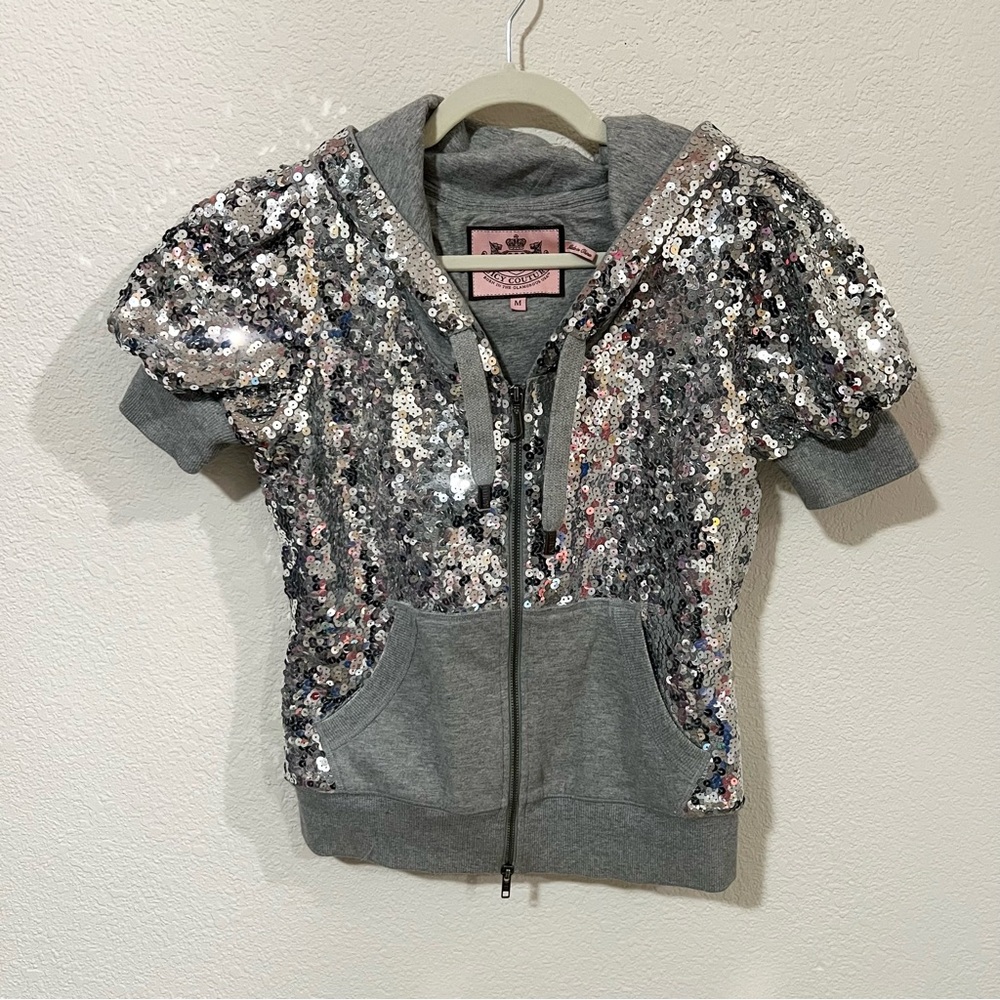 Vintage Y2K 2000s mcblimg silver sequins juicy couture tracksuit hoodie